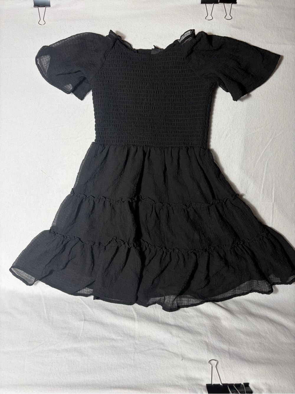 art class Black Smocked Bodice Ruffle Tiered Dress